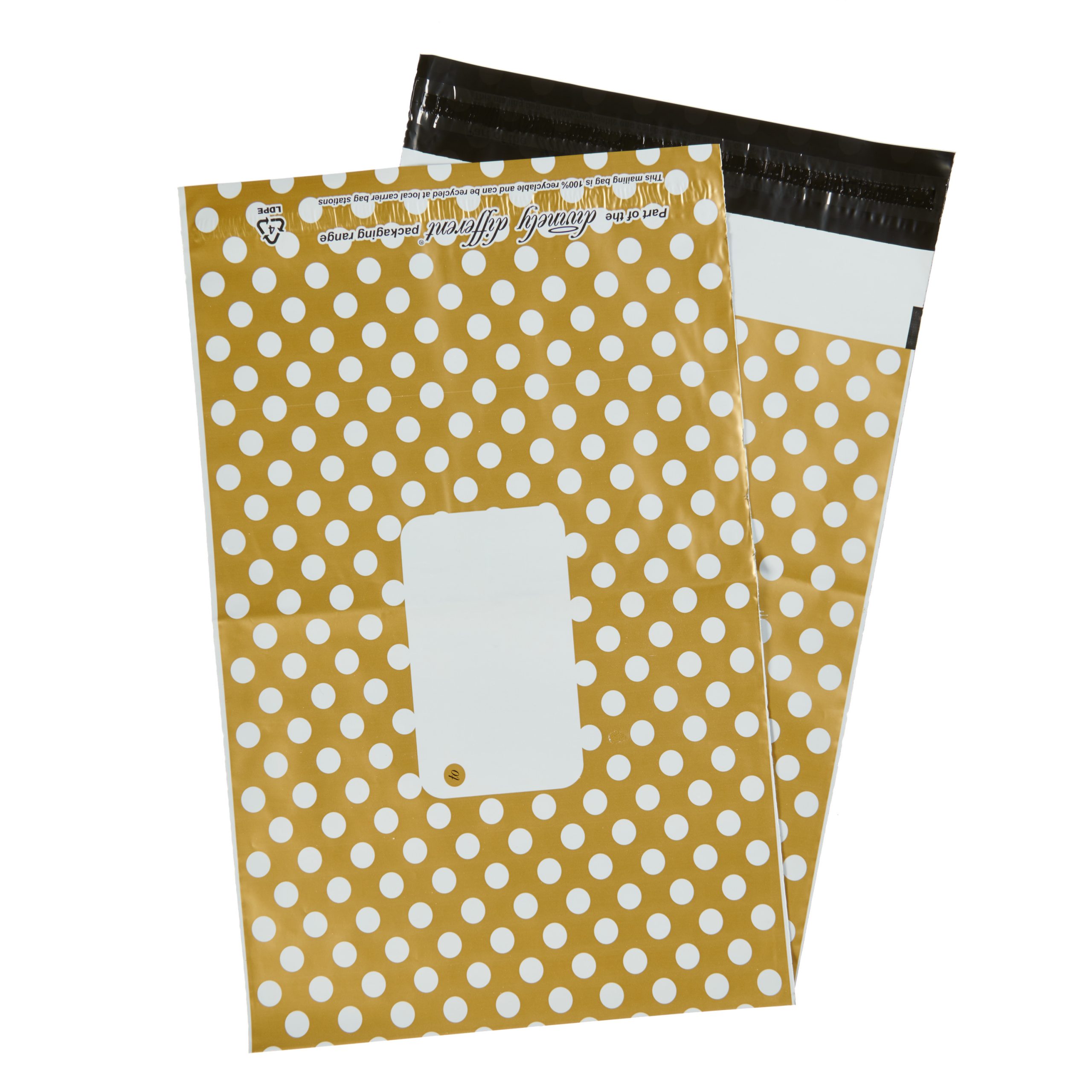 Gold Polka Dot Single Polythene Mailing Bag Gold Polka Dot Single Polythene Mailing Bag