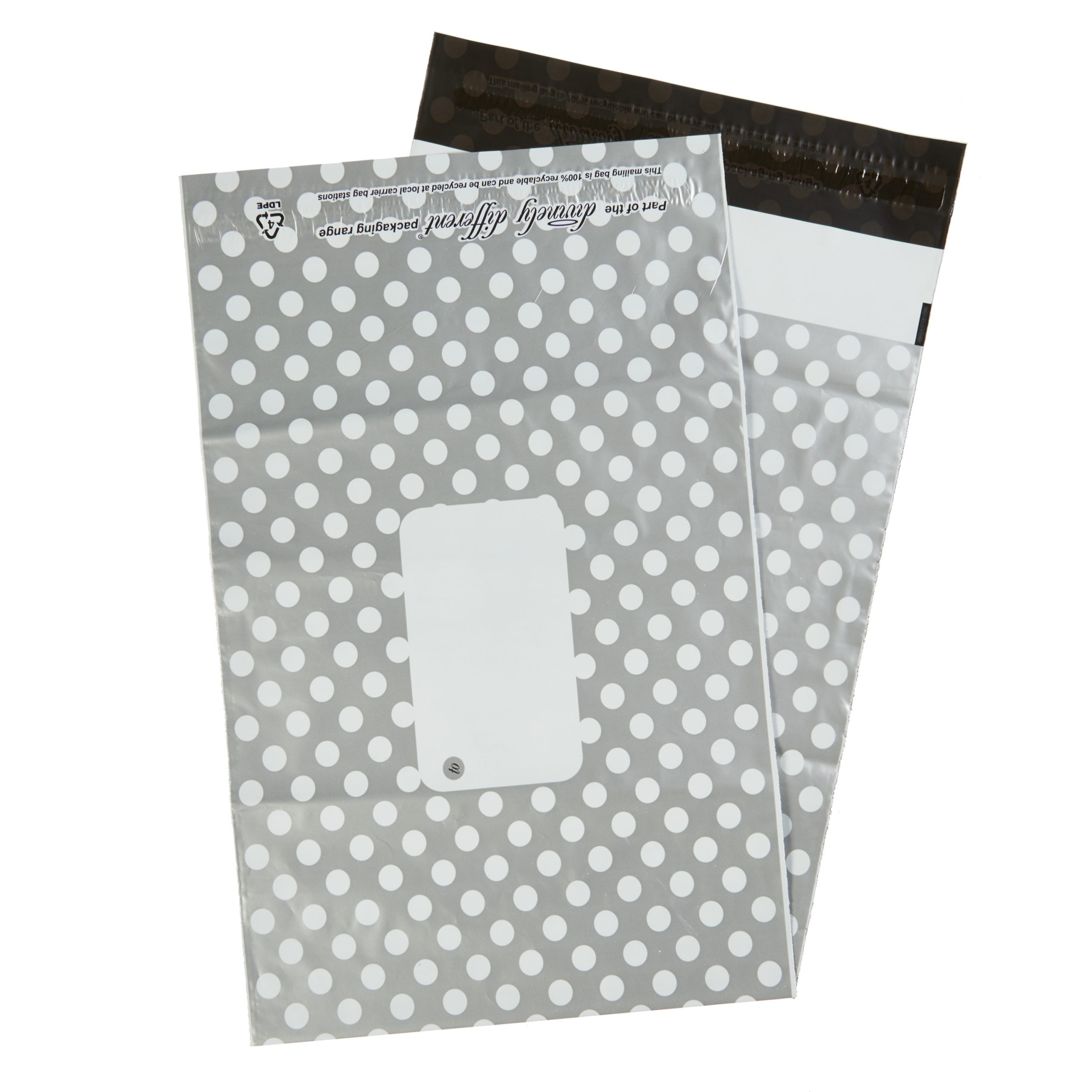 Silver Polka Dot Single Polythene Mailing Bag Silver Polka Dot Single Polythene Mailing Bag